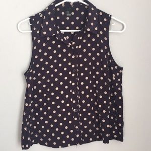 Forever 21 Polka Dot Sleeveless Button Down